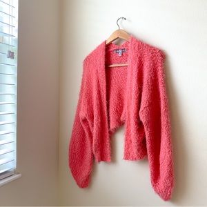 Urban Outfitters Fluffy Cardigan, Size XS, Bright Coral